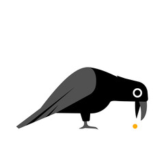 Fototapeta premium Black raven standing isolated, vector illustration