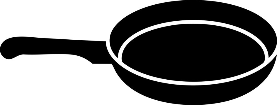 Empty kitchen frying pan icon with cookware silhouette isolated culinary restaurant