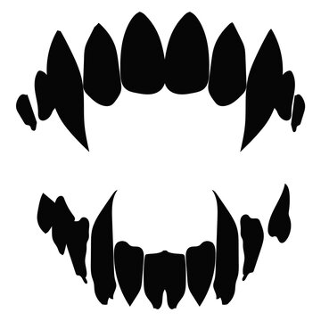 halloween vector icon Black cartoon vampire teeth and mouth graphic illustration