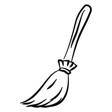 halloween vector icon Simple black and white witch broomstick icon