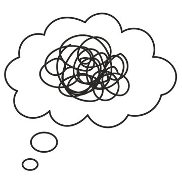 halloween vector icon Thought bubble with tangled scribbles inside