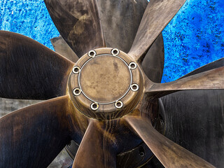 Ship propeller blades closeup on dry dock in Haren © Luc V. de Zeeuw