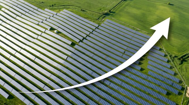 Solar array with upward growth arrow