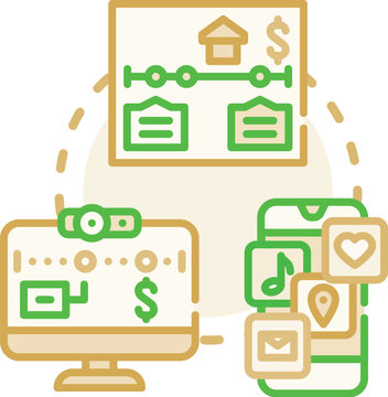 Progressive web app (pwa) concept. Performance engagement, cache frontend, css javascript icon vector illustration