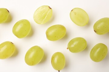 Fototapeta premium Fresh ripe grapes on white background, flat lay