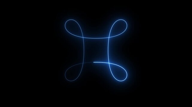 ​blue glowing neon command key loop line art animation.