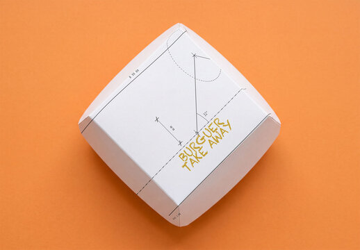 Mockup Template of White Burger Box Top View