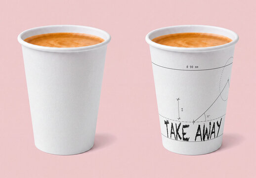 Mockup Template of Take away Paper Coffee Cup with Espresso
