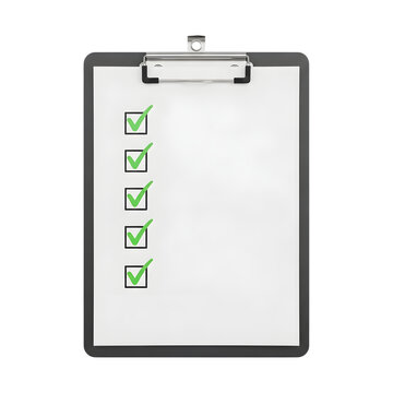 Clipboard with handwritten notes and checkmark