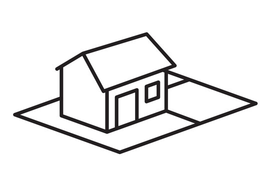 house on land plot, real estate, property listings, land investment, ownership and residential development - vector illustration