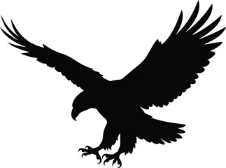 Fototapeta premium Powerful Eagle Silhouette with Spread Wings and Extended Talons for Wildlife and Nature Designs