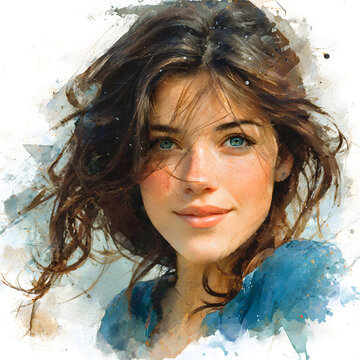 水彩画・手描き風の女性・女の子のイラスト素材