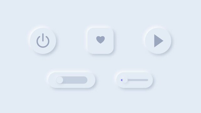 Soft interface buttons rising and pressing while a toggle switches on