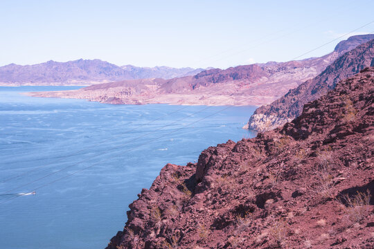 Rocky cliffs on the shores of Lake Mead Nevada