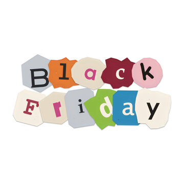 Colorful block letters spelling black friday