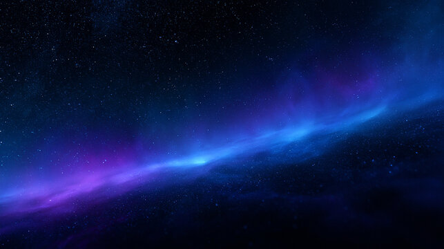 Glowing Blue Nebula and Stars in Deep Space