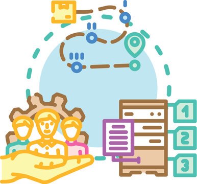 Database query workflow concept. Result schema, parse analyze, column sql icon vector illustration