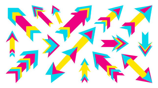 Dynamic Directional Vectors, Vibrant abstract geometric arrows pointing in multiple directions