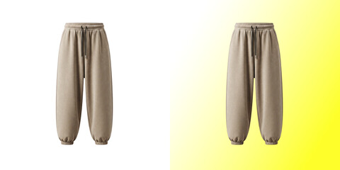 Beige cotton sweatpants isolated on transparent background © MDMAHMUD