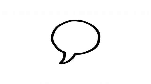 Speech Bubble For Messages And Dialogue Doodle Animation With Alpha Channel. Chat Balloon And Communication Symbol. Animated Hand-Drawn Icon For Video Overlay 4K.