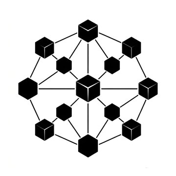 Blockchain Network, Distributed Data Nodes Connection Icon