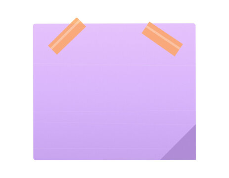 Blank lavender square note paper attached with two orange washi tape strips.