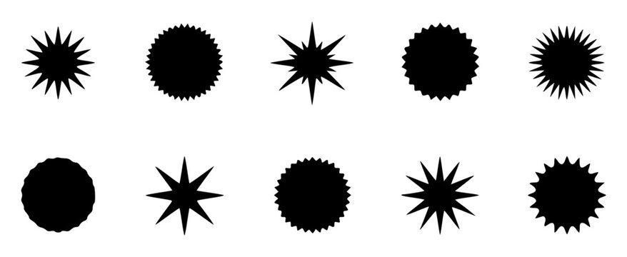 Collection of ten different black starburst and jagged cir y mrMQyxWU6HqNM4qunG9w set with simple line art design featuring line art, illustrations, graphic resources with vector and design elements