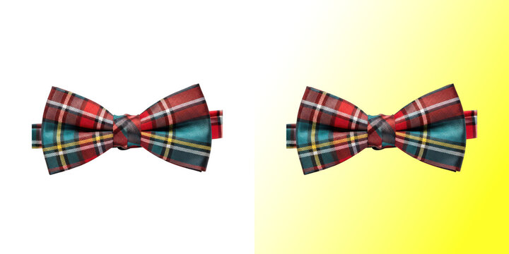 Classic plaid tartan bowtie isolated on transparent background