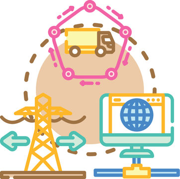 Abstract illustration visualizing complex infrastructure development. Urban economic growth. Modern logistics
