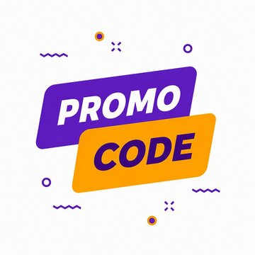 Bright promo code banner with modern geometric background