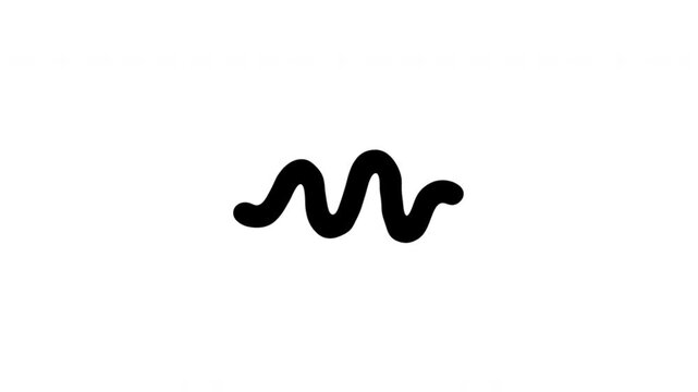 Wavy Line For Dividers And Motion Cues Wiggle Doodle Animation With Alpha Channel. Squiggle Mark And Decorative Separator, Transparent Background. 4K Loop Hand Drawn Icon.