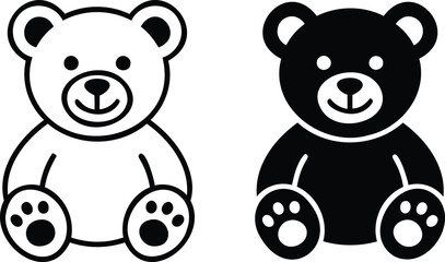 Cute cartoon teddy bear silhouette graphic isolated on transparent background for nursery decor and greeting cards. © Momotaj