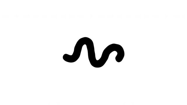Wavy Line For Movement And Direction Doodle Animation. Squiggle Mark And Hand Drawn Divider. 4K Video Loopable Overlay Element. Hand-Drawn Animated Icon With Alpha Channel.