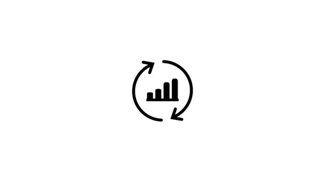 Animated continuous improvement and rotating cycle flow lines graph animation icon on white background with alpha channel . Arrow up for process optimization for business graph.
