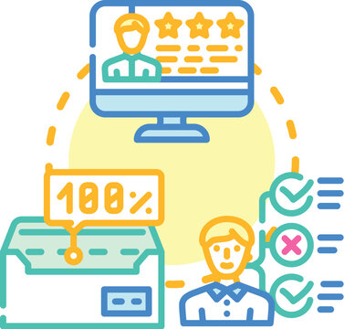 Icon set illustrating minimum viable product acceptance criteria, including ideation, cost efficiency, business requirements, and successful project delivery through user feedback
