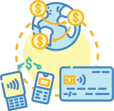 Money transferring with a user interface, financial technology elements, and a destination pin illustrates secure online remittances and digital payment transactions globally