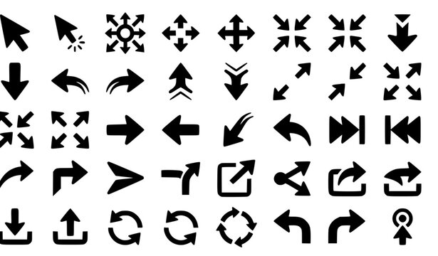 Modern Solid UI Action Arrow Icons Set for Web Mobile App Navigation and Interface