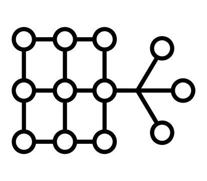 Network node diagram graphic outline with connected circular points nodes graph data structure