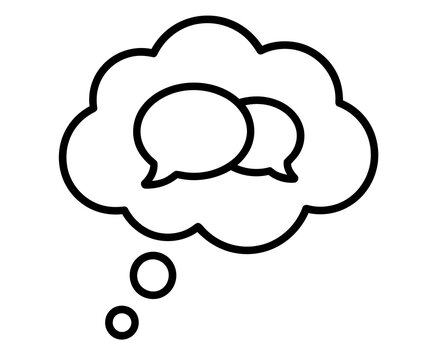 Thought bubble containing two speech balloons icon with speech balloon