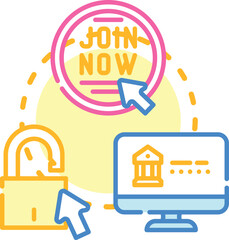 Fototapeta premium User profile creating a new account on a digital platform, safeguarding login information and personal data, while signing up to join an online service