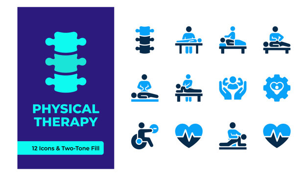 Physical therapy icon set