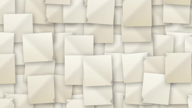 Blank Sticky Notes Falling and Covering Green Screen, Falling Square Paper Sheets Transition and Post-It Note Collage Reveal with Chroma Key