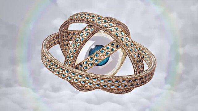 Biblically Accurate Angel Ophanim Rings Rotating Around Giant Eye