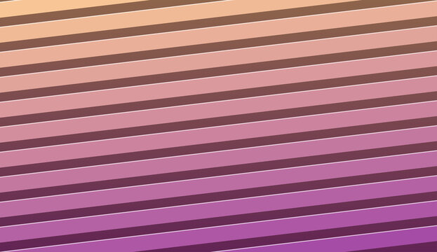 Abstract diagonal layered stripes background in orange, pink and purple sunset gradient, vector design
