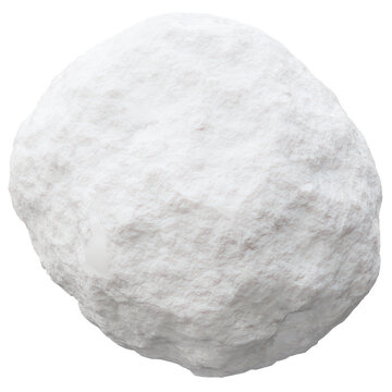 A snow ball is shown isolated with a clear background. The snow ball has a round shape and detailed texture for realistic appearance. This object