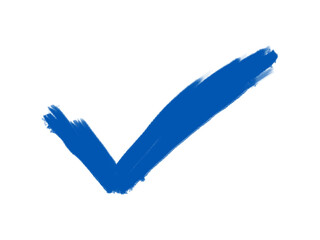Hand-Drawn Blue Paint Brush Stroke Check Mark Isolated on Transparent Background for Graphic Design © projeto