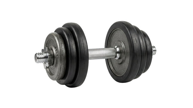 Adjustable dumbbell with metal plates and rubber coating for strength training