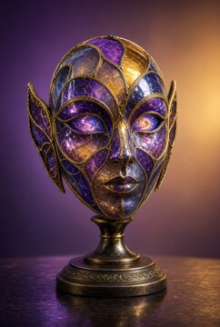 Maschera elfica mistica con motivi galattici in vetro colorato e dettagli dorati