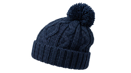 Navy blue knitted winter hat with pom-pom © Ira