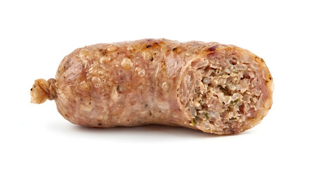 Thai sai krok Isan fermented sausage, one distinctive compact linked Isolated on White Background